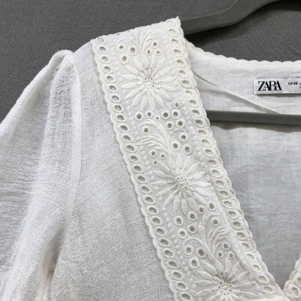 Zara White Eyelet Mini Dress - Picture 7 of 12